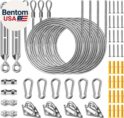 Sun Shade Sail Hardware Kit 52Pcs for Rectangle Triangle Sun Shade Sails Canopy