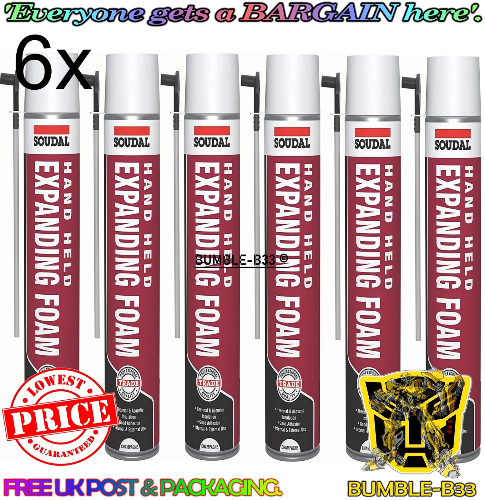 2 x Soudal Handheld Trade Expanding Gap Filler Foam, Champagne, 750ML - Image 8