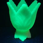 RARE! UV Glow Fenton Vaseline Glass Two Way Tulip Candle Holder 4 1/4"