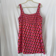 Diane Von Furstenberg Target 90s Shift Pink Modern Geo Mini Dress Size 14