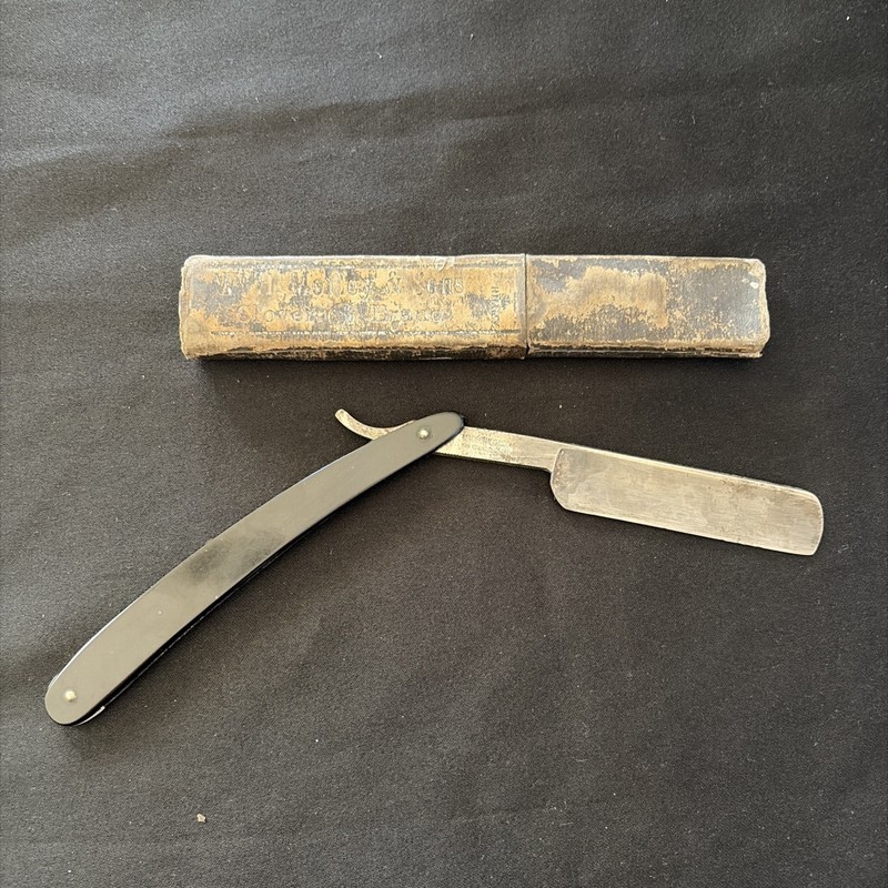 Macdonald Company Straight Razor With W.H. Morley & Sons Clover Brand Razor Box