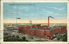Aurora Illinois Independent Pneumatic Tool Company aerial mailed 1944 postcard
