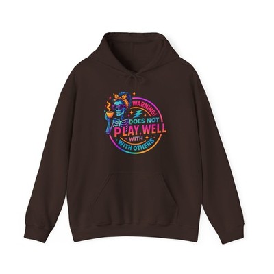 Funny Sarcastic Skeleton Hoodie Warning I Do Not Play Well With Others Coffee 