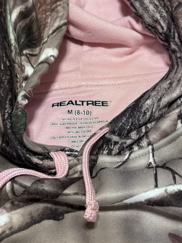 Realtree 迷彩连帽衫女式 M 粉色多色套衫狩猎聚酯纤维 — 第 3/4 张图片