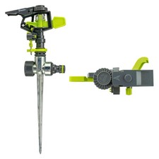 Pulsating Lawn Sprinkler with Spike Lime Adjustable Garden Water Sprayer