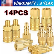 14pcs Air Hose Fittings, 1/4" NPT Quick Connect Air Coupler and Plug Kit #SS