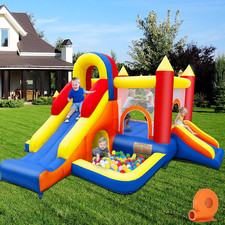 Bouncy Castle, Inflatable Bounce House with Two Slides, Trampoline, Arch Barrier