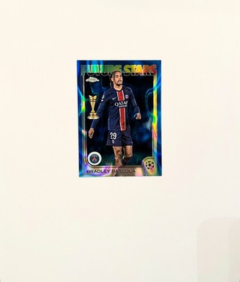 2024/25 Topps Chrome UCC Bradley Barcola (PSG) Future Stars Blue Wave /150