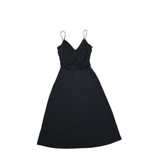 Loft Ann Taylor dress women's 2 Babydoll Sleeveless Midi Spaghetti Straps black