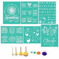11PCS Sunflower Silk Screen Stencils Self Adhesive Be Kind Screen Printing St...