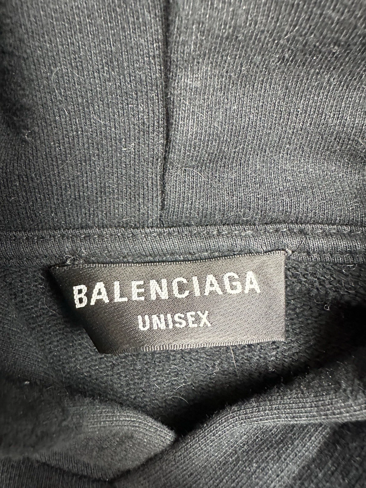 Balenciaga Felpa con Cappuccio Distressed Logo Nero