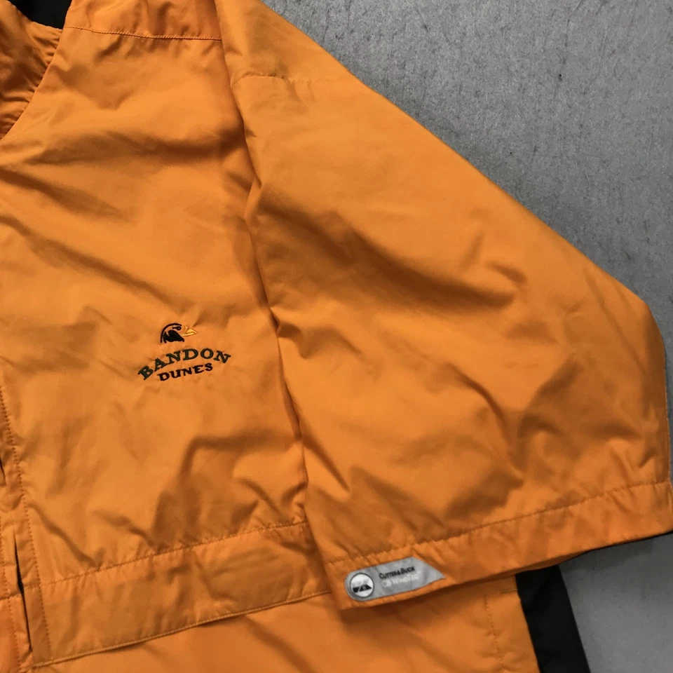 Bandon Dunes Golf Jacket Mens XL Orange Yellow Cutter Buck Windbreaker 1/4 Zip - Image 3 of 4