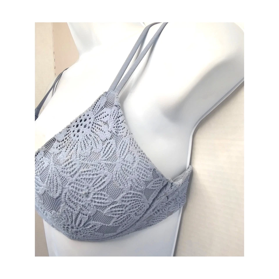 Aerie Real Sunnie Wireless Lace Bra Size 32C Grey Blue Padded Adjustable - Image 3 of 4