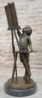 Young Artist Bronze Sculpture – Boy with Easel on Marble Base