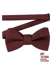 Boys Child Kids Bow ties - Adjustable Pre Tied Solid Color Gabardine-burgundy