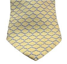 Brooks Brothers Makers Mens Silk Tie Gold/Blue Geometric Pattern Made in USA