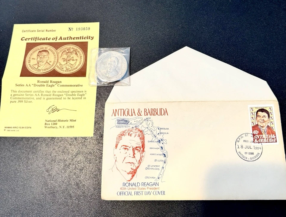 .999 Silver Layered 1984 Ronald Reagan Double Eagle Commemorative Coin - Image 3 of 4