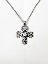 Retired James Avery Sterling Silver La Primavera Cross Pendant 1.25" & 18" Chain