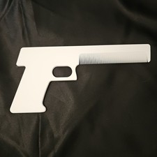 White Plastic Hair Comb Gun Style NOS