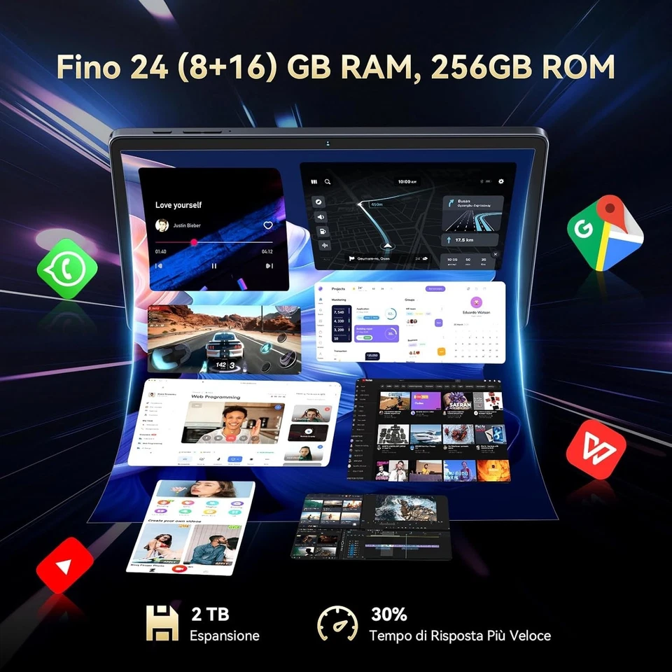 Tablet con SIM Android BESTTAB 8GB RAM + 256GB ROM Octa Core T615 8000mAh - Immagine 4 di 4