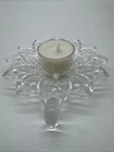 1950s Vintage Federal Glass Petal Candle Holder Clear Pressed Glass