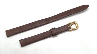 New SPEIDEL Brown Fine Grain Cowhide Leather Watch Band 8mm Lugs Gold Buckle