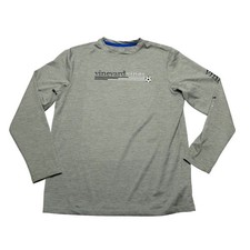 Vineyard Vines Shirt Youth Teen L Gray Performance Long Sleeve Soccer Graphic