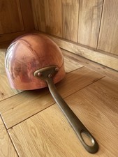 Vintage Kupfer Zabaglione Pfanne 16,5 cm 830g Messinggriff gestempelt Villedieu Frankreich