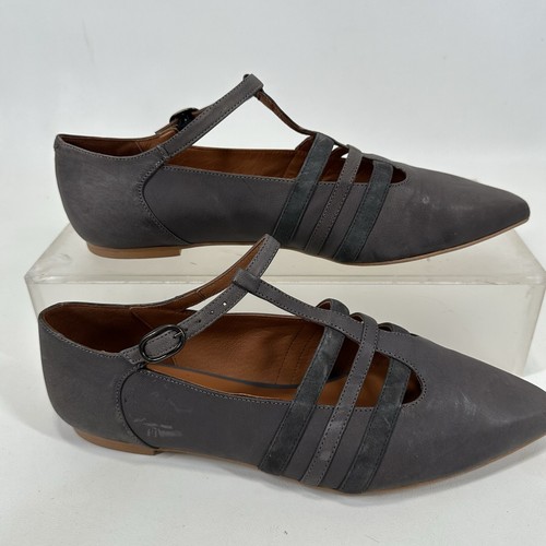 Sundance Metropolita Grey Leather Strappy Pointed Toe Flats Size 41 EU - Picture 7 of 10