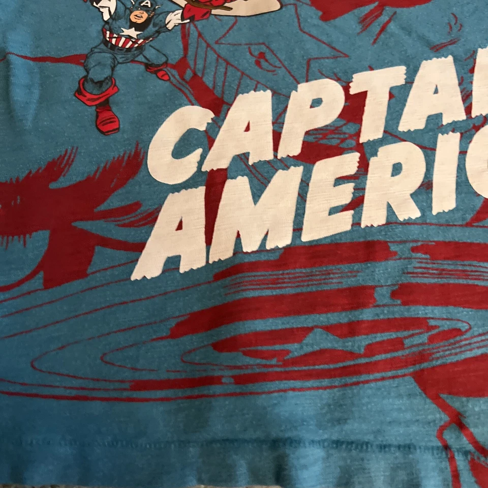Baby Gap Marvel Boys Blue Red White Captain America Short Sleeve Shirt 4 - Image 3 of 4
