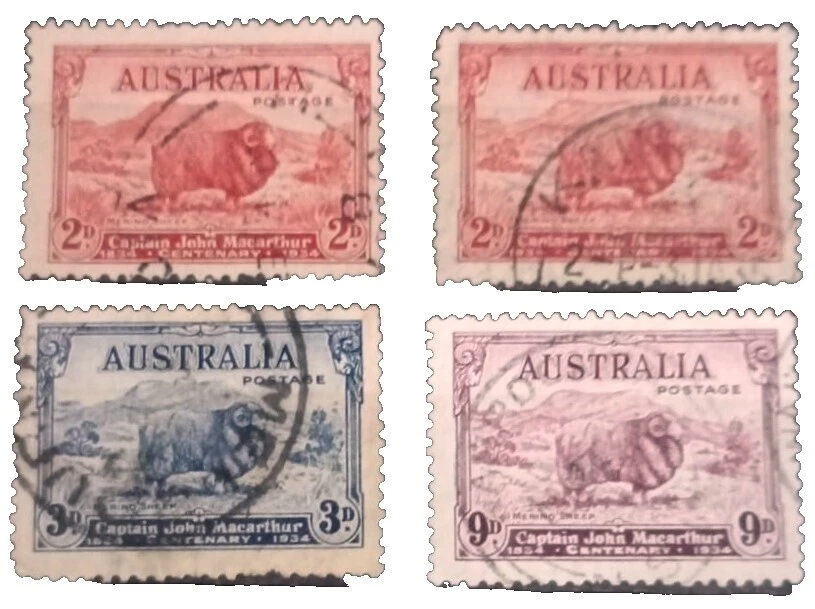 Handstamped Multicolor individuos estampillas australianas