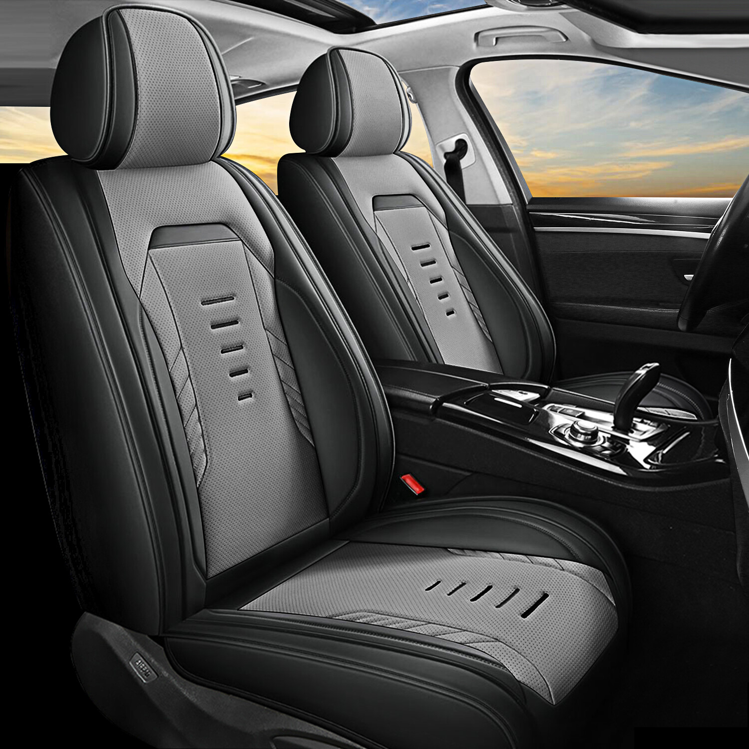 Car Seat Cover PU Leather Cushion Full Set Protector for 2001-2024 Ford Escape