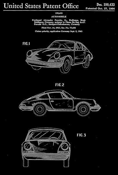 1964 - Porsche 911 Carrera - F. A. Porsche Jr. - Patent Art Magnet