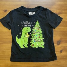 Berzy  The Struggle Is Real  T-Rex Dinosaur Christmas Tree Shirt - 4T