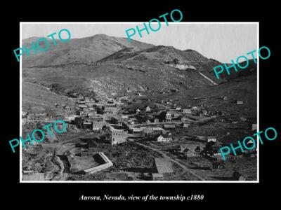 OLD LARGE HISTORIC PHOTO OF AURORA NEVADA VIEW OF THE TOWNSHIP c1880