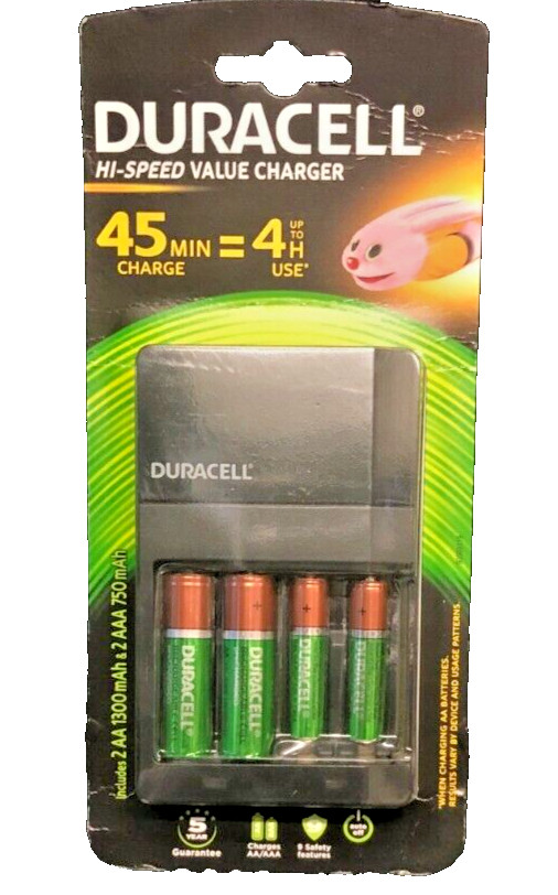 Duracell Noir Chargeur Universel Cef14 Avec 2 Piles Aa Et 2 Piles Aaa - Image 2