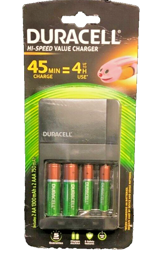 Duracell Noir Chargeur Universel Cef14 Avec 2 Piles Aa Et 2 Piles Aaa - Image 3