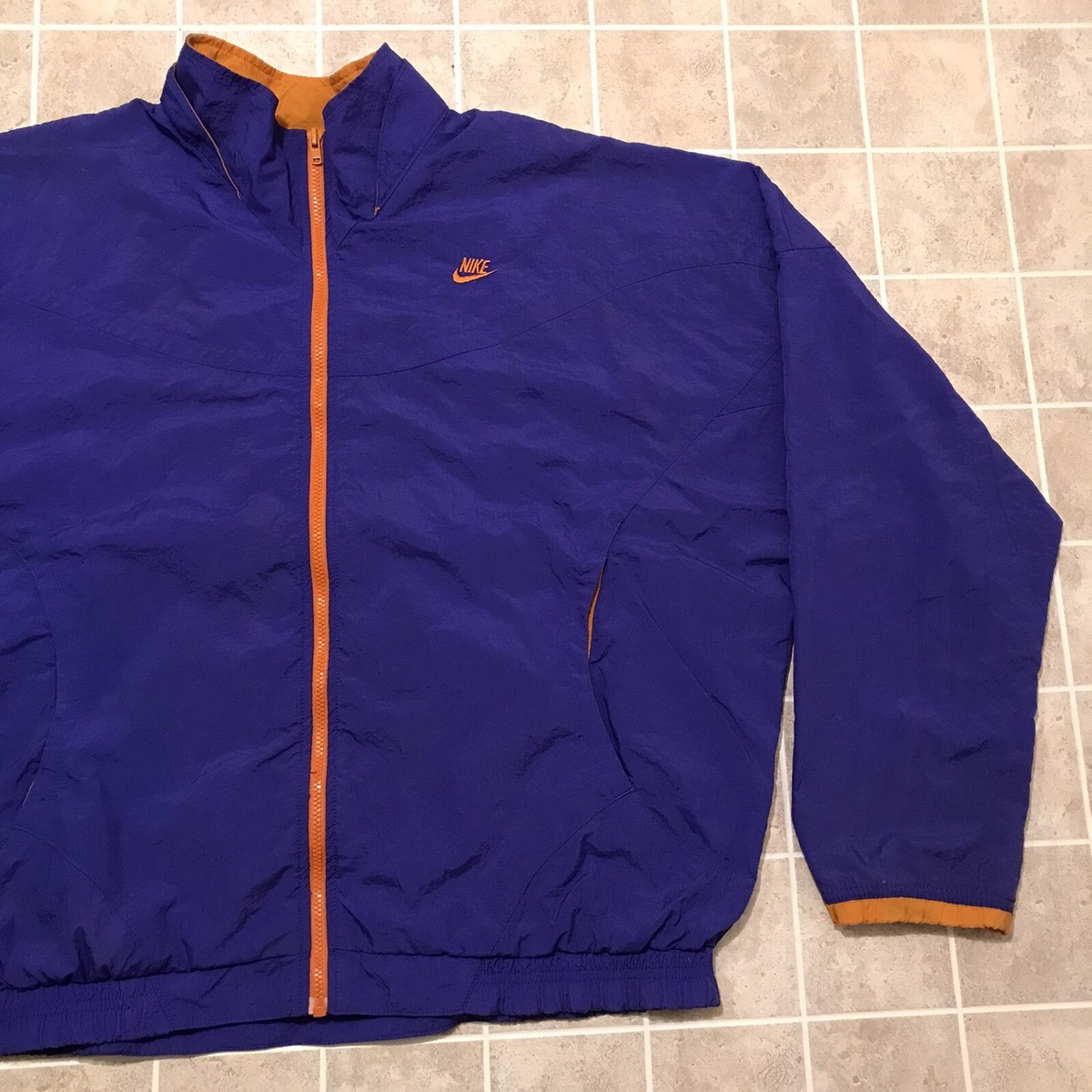 Vintage Y2K Nike Zip-Up Windbreaker Jacket Purple Orange