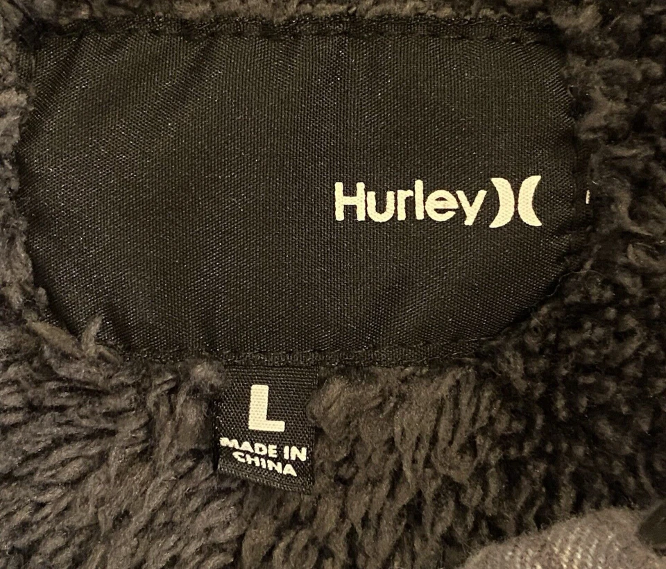 Abrigo con Capucha Hurley Para Mujer L Gris Azul A Cuadros Cálido Forrado Sherpa Capucha Extraíble Foto 2 de 4