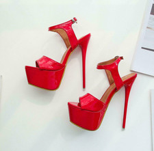 Crossdresser Sandals Peep-Toe Platform Drag Queen Mens Heels Red Stiletto Shoes