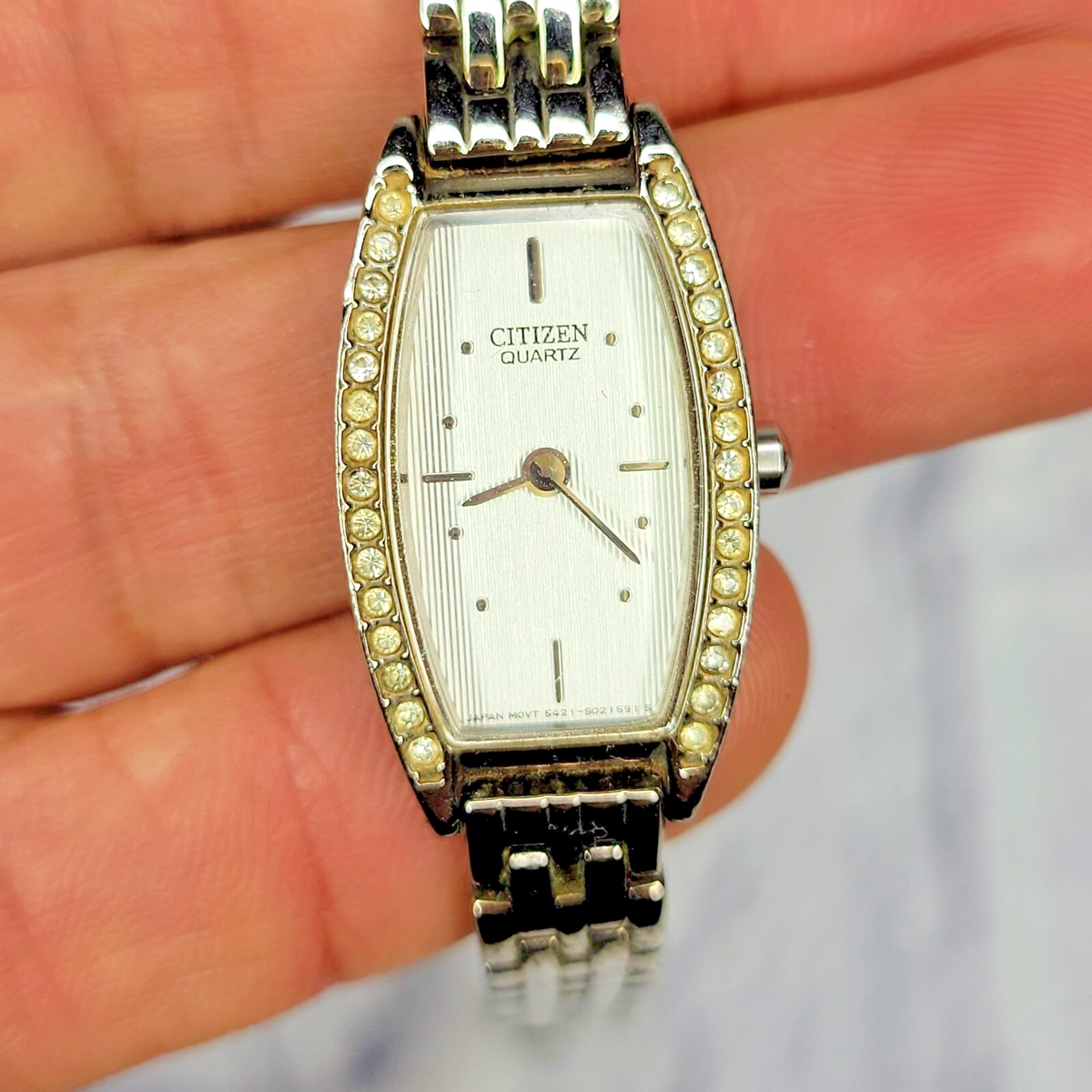 Ladies Citizen 5421-S011469 Silver Tone Rhinestone Bezel Watch