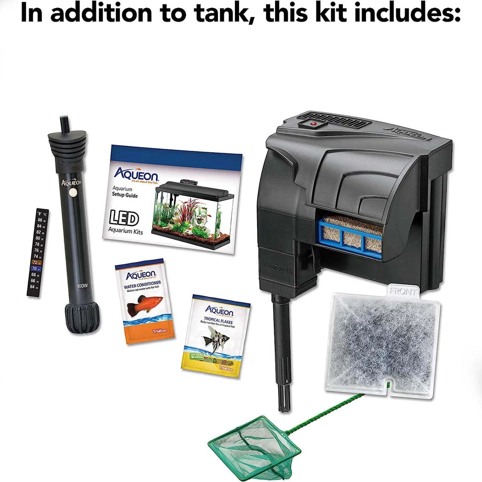 Aqueon LED 20 Galones Pecera Acuario LED Kit Set con Calentador, LED, Filtro y Tanque Foto 4 de 4