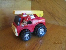 Vintage Mickey Mouse Fire Engine Disney Illco Toy plastic shipping included 