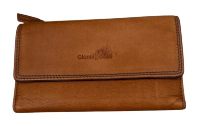Gianni Conti Brown Tan Fine Italian Luxury Leather Vera Pella Style Zip Top Soft