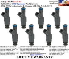 Extra Hp 24lb Upgraded Genuine Bosch 8x Fuel Injectors For 1989-2005 Ford V8