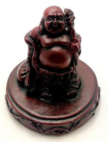 3 Inch Red Buddha Statue with Bag Base