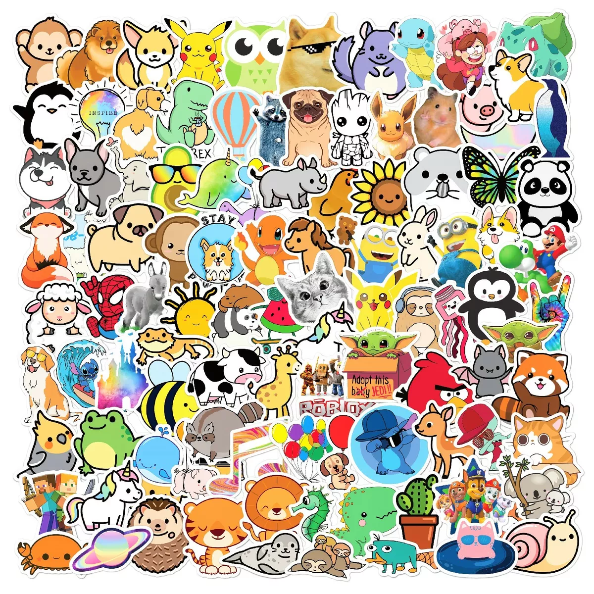 Cute animal Stickers, 220 Pcs/Pack Waterproof Cute Vinyl Aesthetic Vsco  Sticker