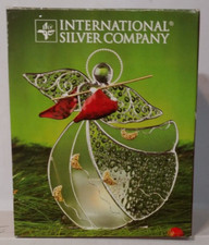 Stained Glass Angel  Horn Votive Candle Holder Christmas Holiday Intl Silver Co