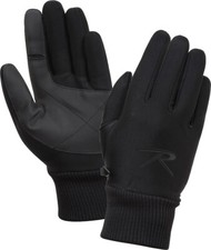 Black Soft Shell Stretchy Waterproof Gloves with Fleece Lining