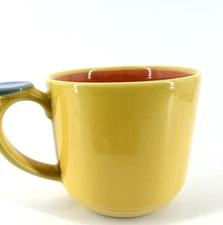 Lindt Stymeist Colorways Mug Aqua Yellow Salmon Thumbprint Handle Japan